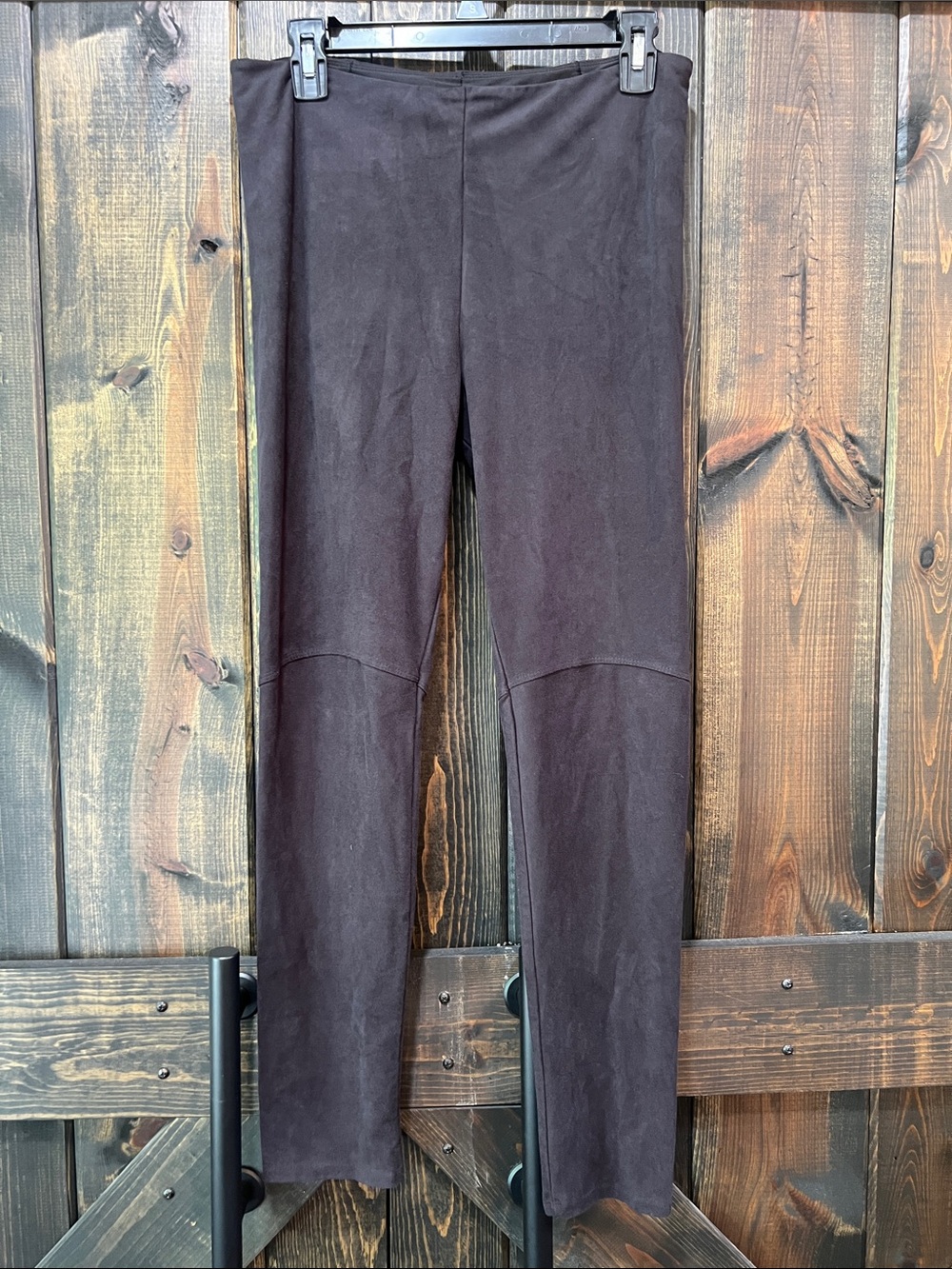 Lysse Black Faux Suede Leggings High Waist Tummy Control Pants L 1313 Capsule